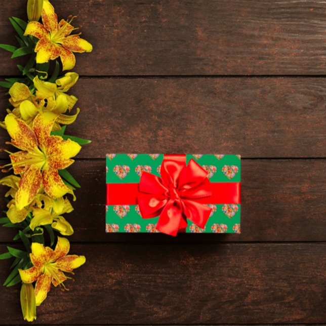 Papel De Regalo Patrón de color verde cardíaco moderno (Subido por el creador)