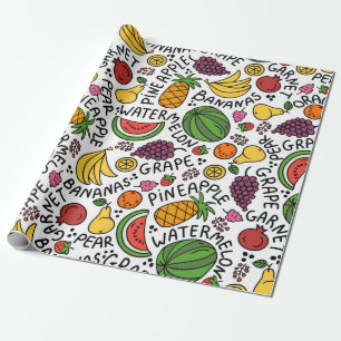 Papel De Regalo patrón de color vintage sobre el tema de la comida
