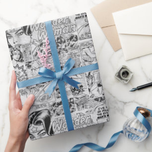 Papel De Regalo Patrón de cómic vintage de Mujer Maravilla