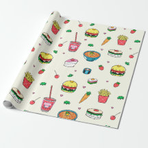 Patrón de comida colorida y suave en blanco