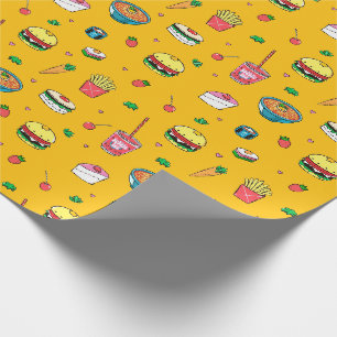 Papel De Regalo Patrón de comida colorido y suave en amarillo