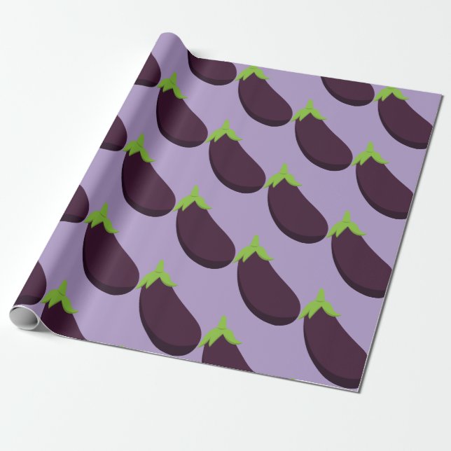 Papel De Regalo Patrón de comida de berenjena violeta (Desenrollado)