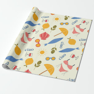 Papel De Regalo Patrón de comida de playa de verano italiano La Do