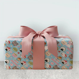 Papel De Regalo Patrón de comida de sushi Matcha Kawaii 