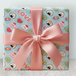 Papel De Regalo Patrón de comida de sushi mochi Kawaii LOVE