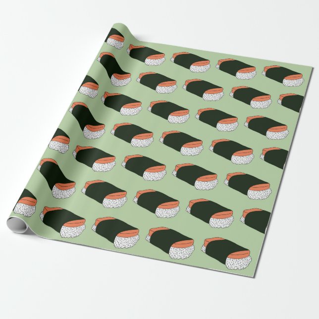 Papel De Regalo Patrón de comida hawaiana Musubi Sushi (Desenrollado)