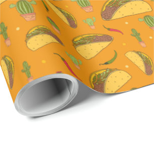 Papel De Regalo Patrón de comida mexicana de tacos y chiles dibuja