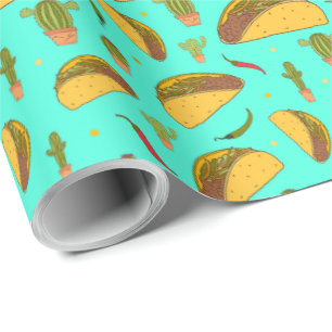 Papel De Regalo Patrón de comida mexicana de Tacos y Chilis