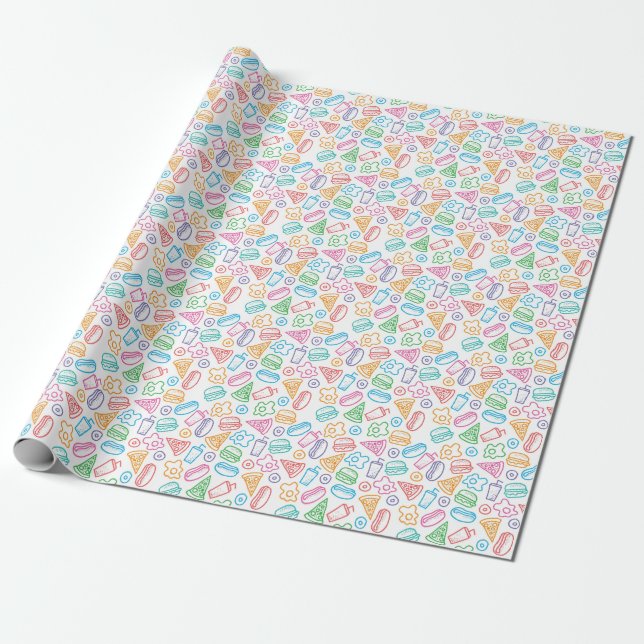 Papel De Regalo Patrón de comida rápida (Desenrollado)