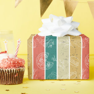 Papel De Regalo Patrón de comida rápida de rayas retro