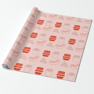 Papel De Regalo patrón de comida rápida roja