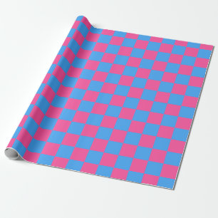Papel De Regalo Patrón de comprobación azul rosa