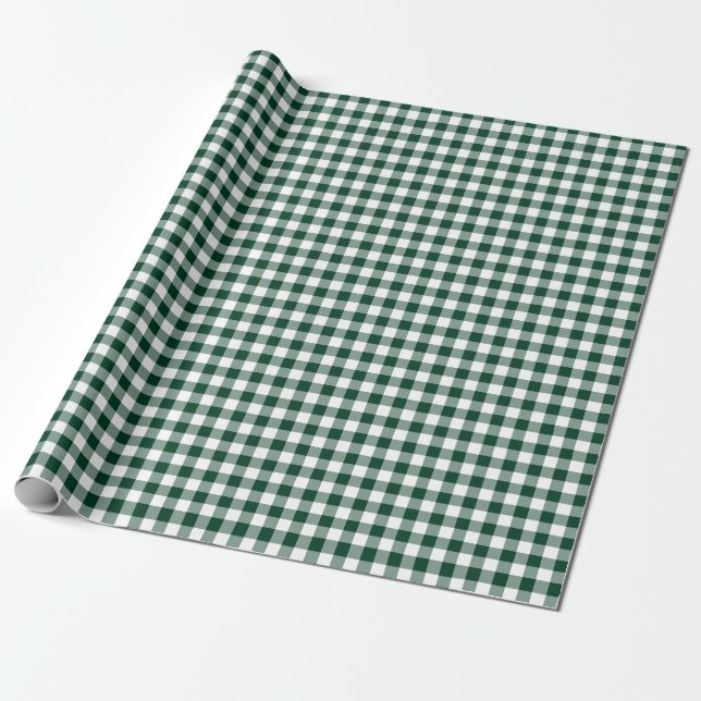 Papel De Regalo Patrón de comprobación de Gingham verde de los bos (Desenrollado)