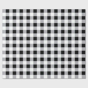 Papel De Regalo Patrón de comprobación de la placa blanca gris neg