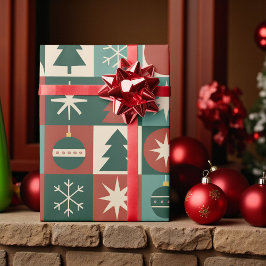 Papel De Regalo Patrón de comprobación de vacaciones retro