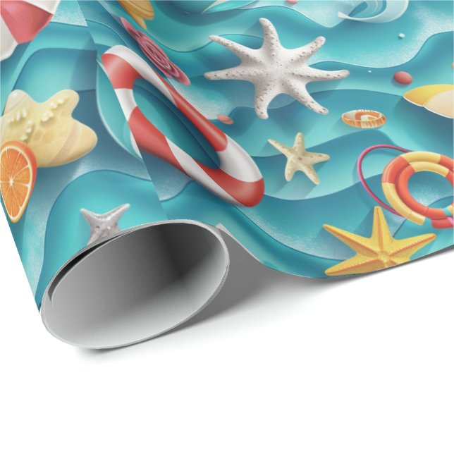 Papel De Regalo Patrón de conchas de playa lindas (Esquina del rollo)