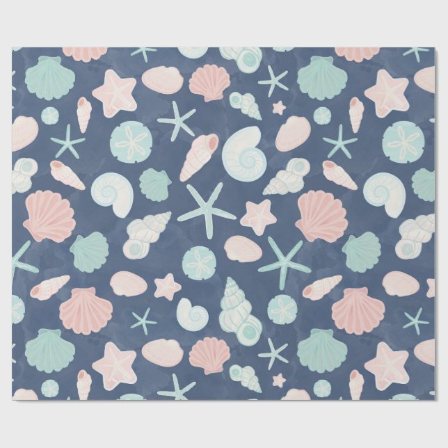 Papel De Regalo patrón de conchas marinas (Superficie plana)
