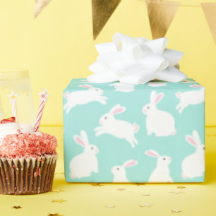Papel De Regalo Patrón de conejillos blancos de primavera