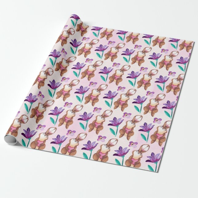Papel De Regalo Patrón de conejito (Desenrollado)