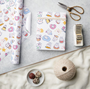 Papel De Regalo Patrón de conejito adorable y lindo