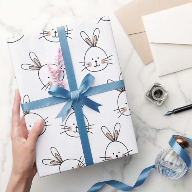 Papel De Regalo Patrón de conejito blanco de Pascua (Regalar)
