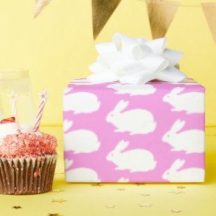 Papel De Regalo Patrón de conejito blanco sobre rosa