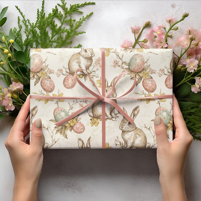 Papel De Regalo Patrón de conejitos y huevos de Pascua (Subido por el creador)