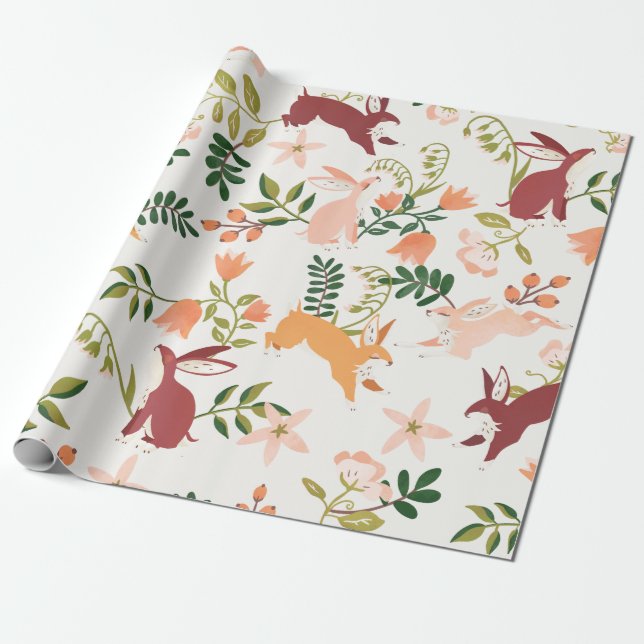 Papel De Regalo Patrón de conejo conejo conejo conejito, alegre y  (Desenrollado)