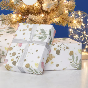 Papel De Regalo Patrón de Confeti Botánico Celebración Floral El