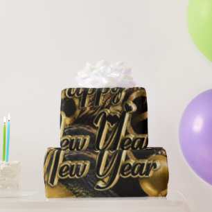 Papel De Regalo Patrón de confeti dorado de champán de lujo Eleg