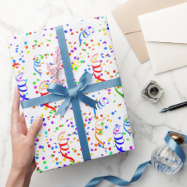 Papel De Regalo Patrón de Confetti y Streamers coloridos