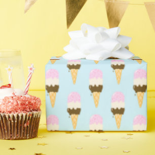 Papel De Regalo Patrón de Cono de Helado Napolitano