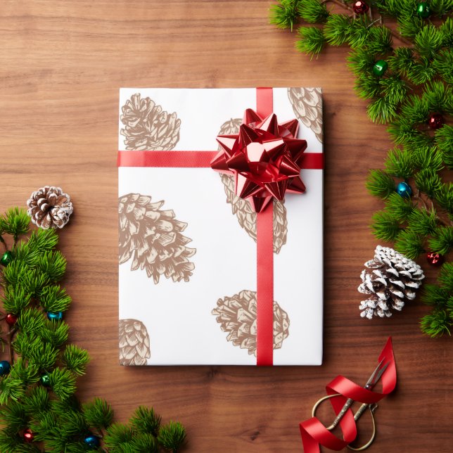 Papel De Regalo Patrón de cono de pino de navidades (Regalo de vacaciones)