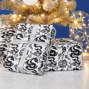 Papel De Regalo Patrón de contorno de dragones 05.b.DOLP01