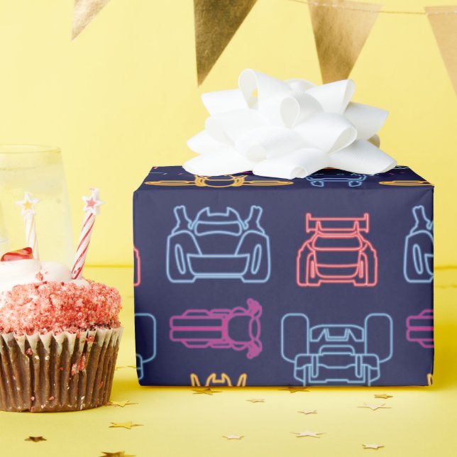 Papel De Regalo Patrón de contorno de neón Batllantas™ (Fiesta de cumpleaños )