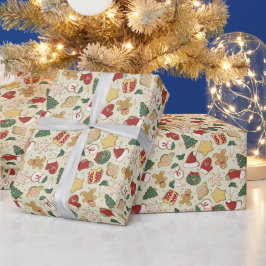Papel De Regalo Patrón de cookie de pan de jengibre en rojo para n