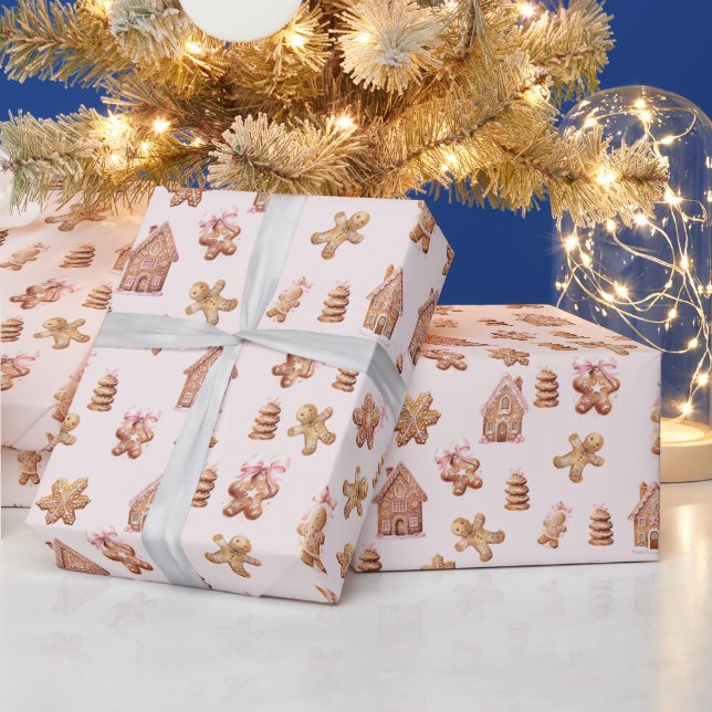 Papel De Regalo Patrón de cookies de Gingerbread navidades (Vacaciones)