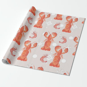 Papel De Regalo Patrón de copo de nieve acuarela crustáceo langost