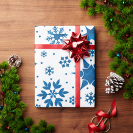 Papel De Regalo Patrón de Copo de Nieve Azul