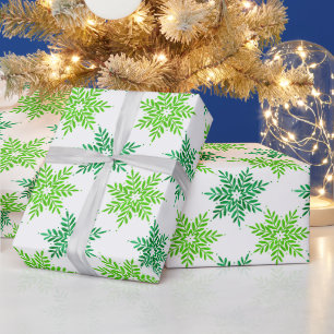 Papel De Regalo Patrón de copo de nieve color agua verde