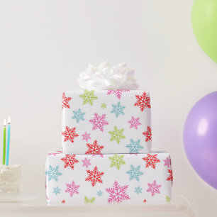 Papel De Regalo Patrón de copo de nieve colorido – Diseño invernal