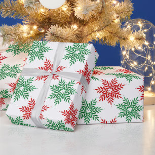 Papel De Regalo Patrón de copo de nieve de color rojo y verde 2