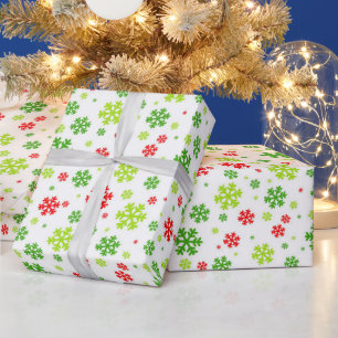 Papel De Regalo Patrón de copo de nieve de Navidad rojo y verde