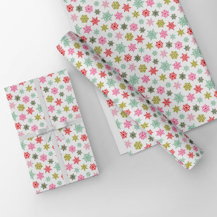 Papel De Regalo Patrón de copo de nieve multicolor – Navidad de in