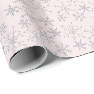 Papel De Regalo Patrón de copo de nieve plateado en Navidad de inv