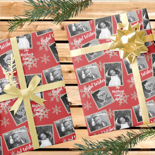 Papel De Regalo Patrón de copo de nieve Rústico Rojo Moderno 3 F