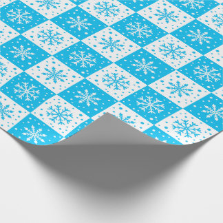 Papel De Regalo Patrón de copo de nieve y nieve (azul)
