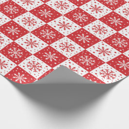 Papel De Regalo Patrón de copo de nieve y nieve (rojo)