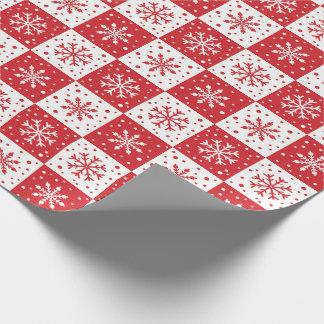 Papel De Regalo Patrón de copo de nieve y nieve (rojo)