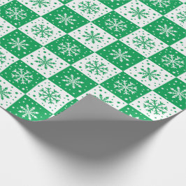 Papel De Regalo Patrón de copo de nieve y nieve (verde)